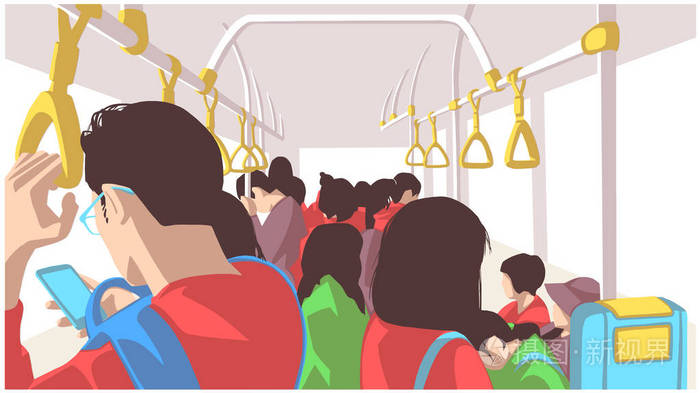 人们使用公共交通公共汽车火车地铁地铁的例证