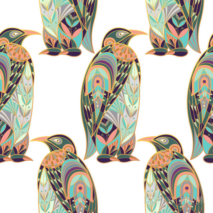 无缝矢量花纹与鸟