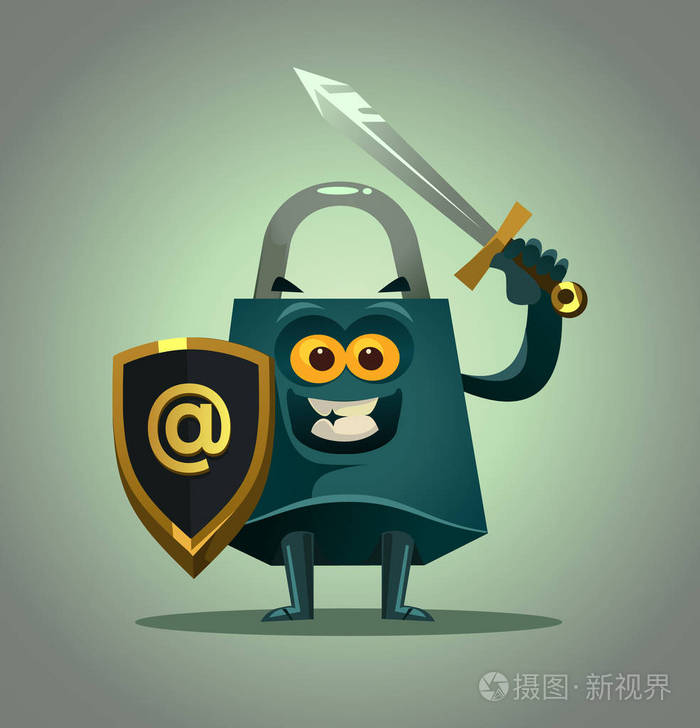 互联网在线防保护密码信息安全理念.矢量平面卡通孤立插图