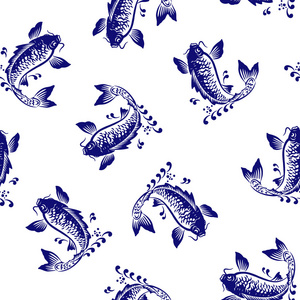 日式波纹日式鲤鱼图案照片