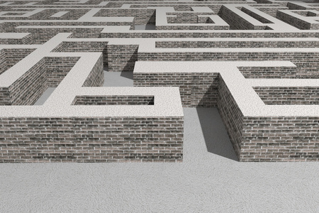 3d 渲染的石砖迷宫