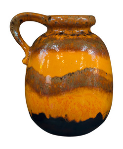 孤立的装饰陶瓷黄色花瓶