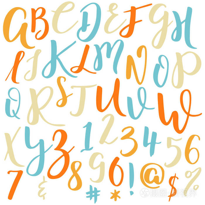 手绘矢量字母表.为您设计的书法字母