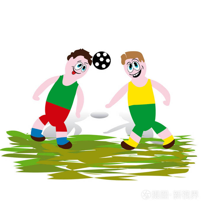 足球运动员玩球打头卡通