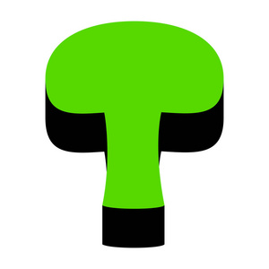 蘑菇简单的标志。矢量.绿色3d 图标, 黑色侧面在 w 上