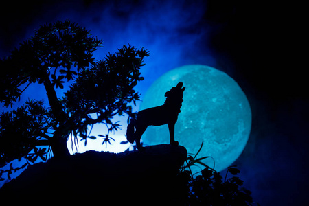 在月亮嚎叫的狼图片