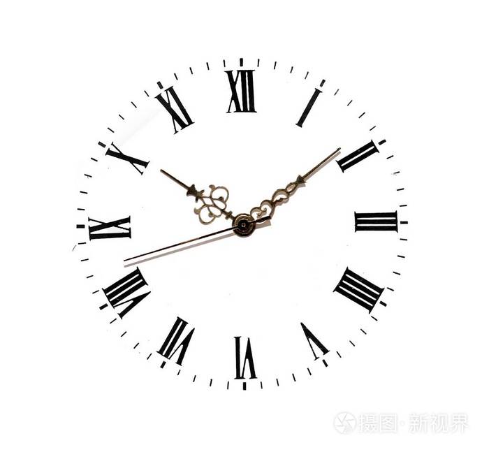 有罗马数字的时钟面孔在白色被隔绝了