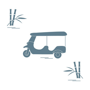 笃笃和竹子的程式化的图标。在遇难的传统出租车