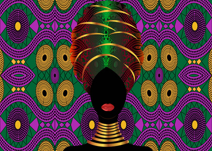 华丽珠宝首饰图：女性脖子上的非洲传统饰品