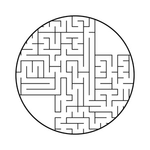 一个有入口和出口的圆形迷宫.在白色背景上隔离的简单平面矢量插图.