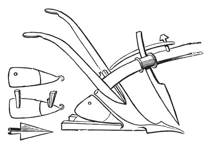 古老的犁转耳称为野餐复古雕刻。