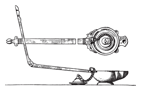 折叠手柄灯老式雕刻。