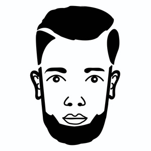 矢量肖像 男人 时尚的发型，胡子，胡子，剪影
