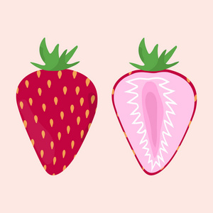 粉红色背景下的草莓