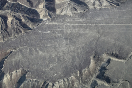 纳斯卡线条蜂鸟 geoglyph，秘鲁的鸟瞰图