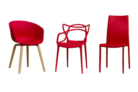 红色的椅子。1部分。孤立的, 白色的背景