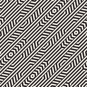 矢量无缝模式。重复的格子抽象背景。从条纹的六角形元素的线性网格