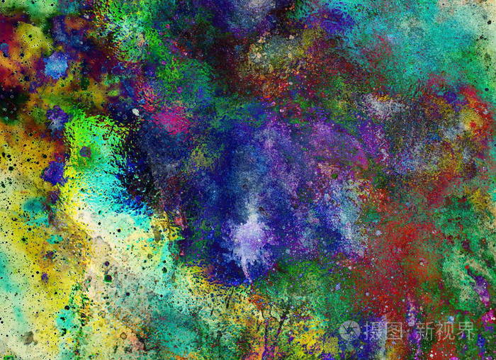 抽象水彩画和计算机拼贴.有斑点的颜色背景