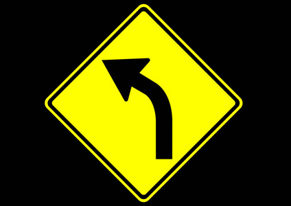 左前方在澳大利亚的曲线三角路标志左的曲线曲线向下左箭头概念向量