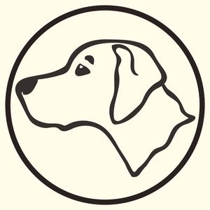 狗轮廓标志.简单的会徽设计, 宠物店, 动物园广告, 标签设计,照片