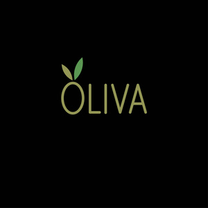 Oliva 标志。橄榄油的标志, 刻字, 字母 O 与橄榄类似的叶子。有机标志, 生态产品