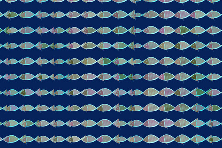 彩色鱼插图背景, 手绘。水, 集合, 威尔