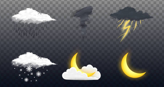 夏天的天空：矢量图形元素集合 包含阳光伞和天空云