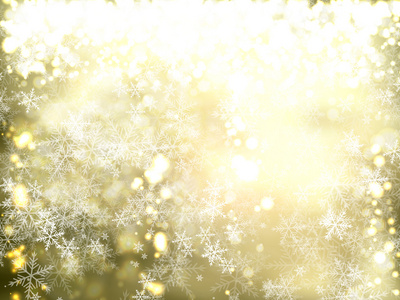金色圣诞背景与雪花