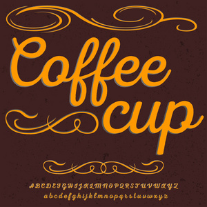 脚本字体复古咖啡杯脚本字体矢量字体为标签和任何类型的设计