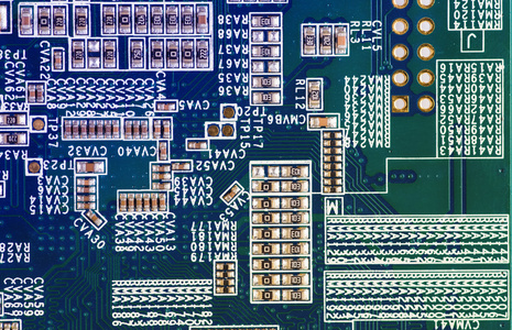 印制的电脑主板与微电路，关闭