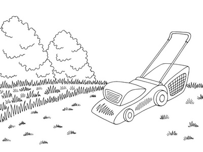 黑色和白色线描.景观手绘孤立的元素矢量集.