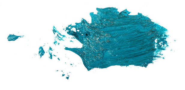 涂抹在白色背景上的绿松石油画颜料.照片