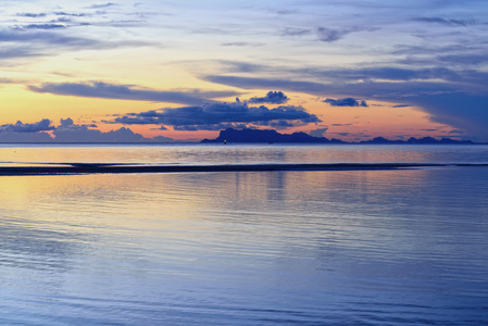 戏剧性的 ponoramic 热带海滩天空日落背景