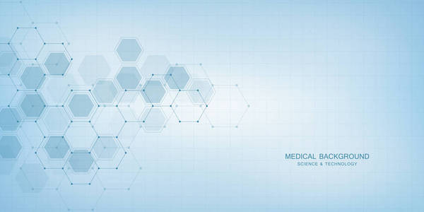 医学背景或科学载体设计。分子结构和化学成分。几何和多边形抽象背景