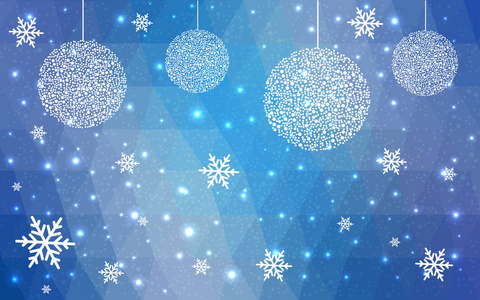 明亮的蓝色的向量圣诞明信片低多边形背景
