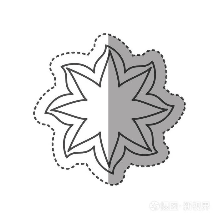 贴纸黑色轮廓线与花图标