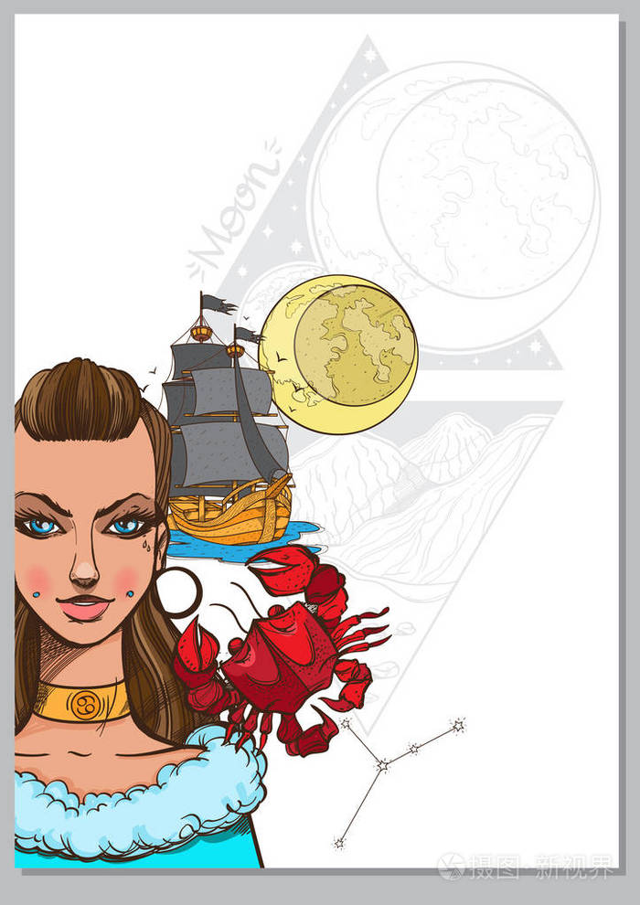 象征星座癌症的女孩插画-正版商用图片0nw9fi-摄图新视界