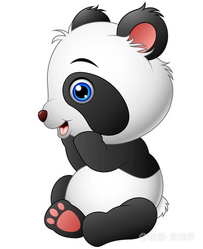 可爱的小宝贝熊猫坐在