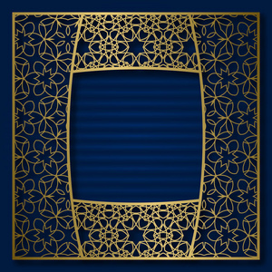 与传统图案框架凸方形的形式在金色封面背景