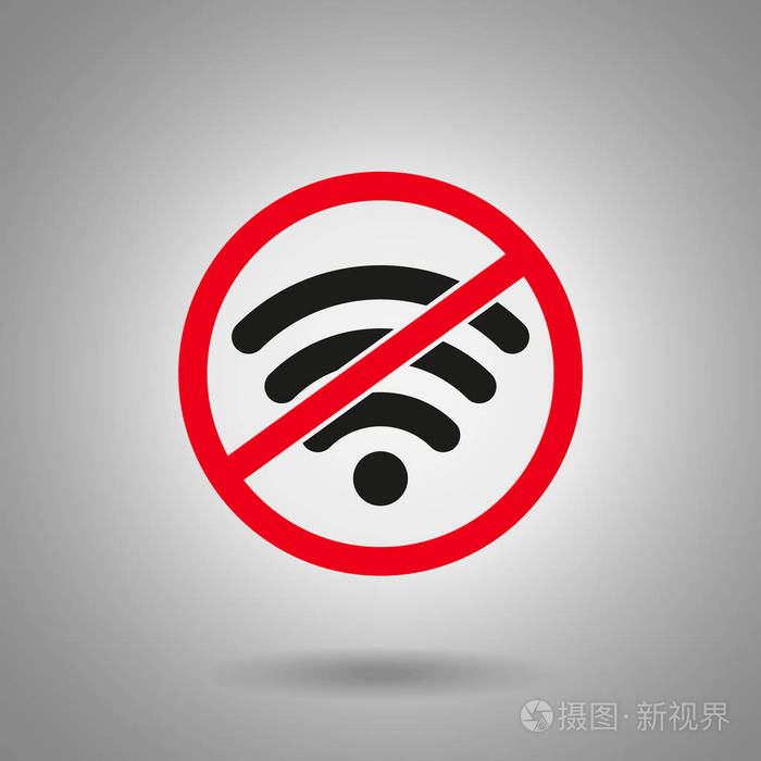 没有无线网络连接图标.红色交叉圆圈 wi fi 符号