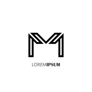 几何加粗图标矢量标志图标的创意线字母符号的字母 m照片