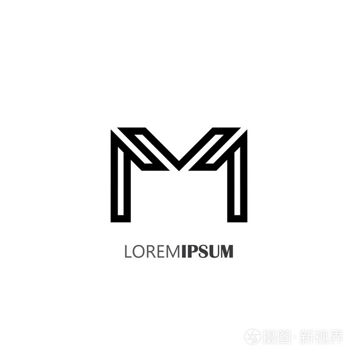 矢量标志图标的创意线字母符号的字母m