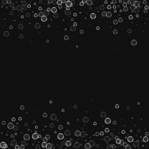 肥皂泡泡分散的边境的肥皂泡上黑色背景矢量图