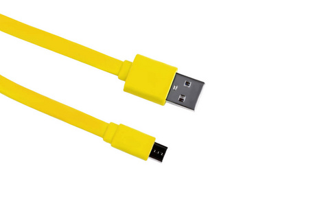 黄色的 usb 电缆微型 usb 分离