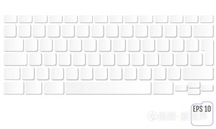 矢量图的白色现代笔记本电脑键盘