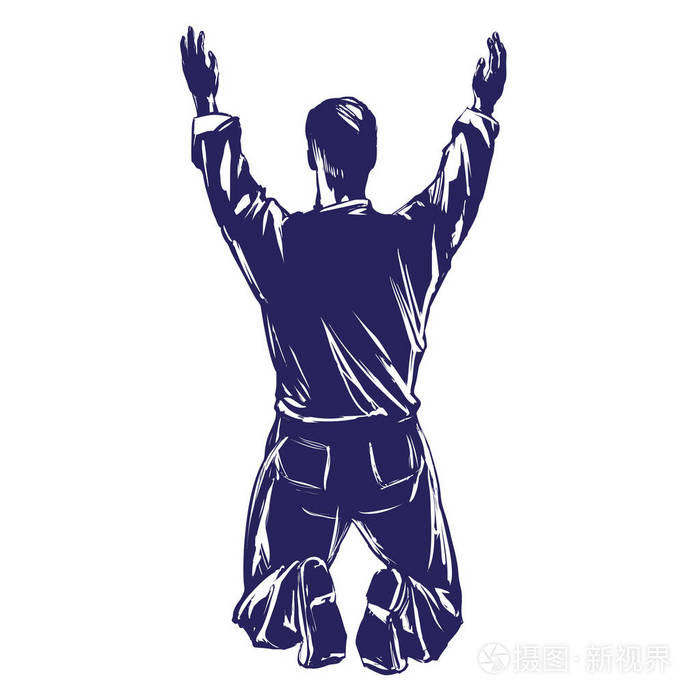 人崇拜神象征着基督教的手绘制的矢量插图速写插画-正版商用图片0nwu