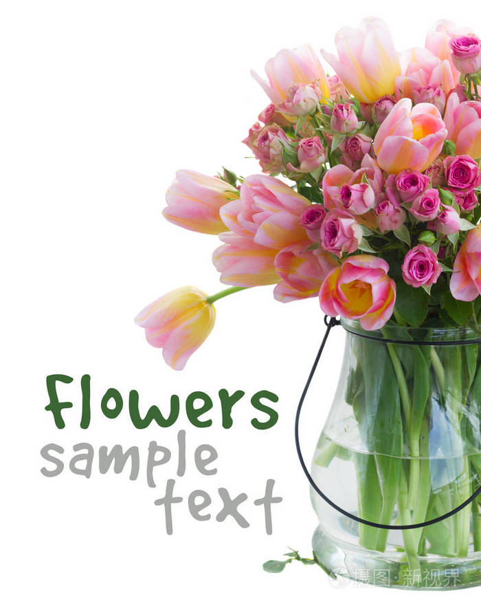 郁金香和玫瑰的花束