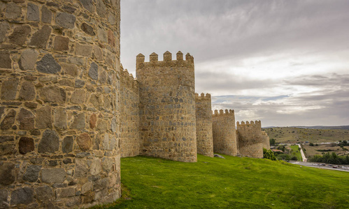 墙上的历史城市的阿维拉，卡斯蒂利亚莱昂，西班牙