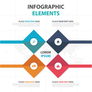 抽象多彩平方米商业图表元素，演示文稿模板平面设计矢量图的网页设计营销广告