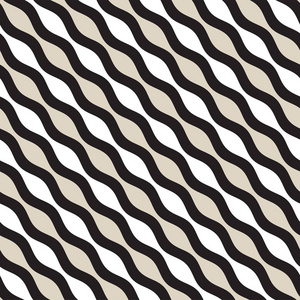 矢量无缝的几何图案。单色的波浪线。优雅的波纹条纹设计